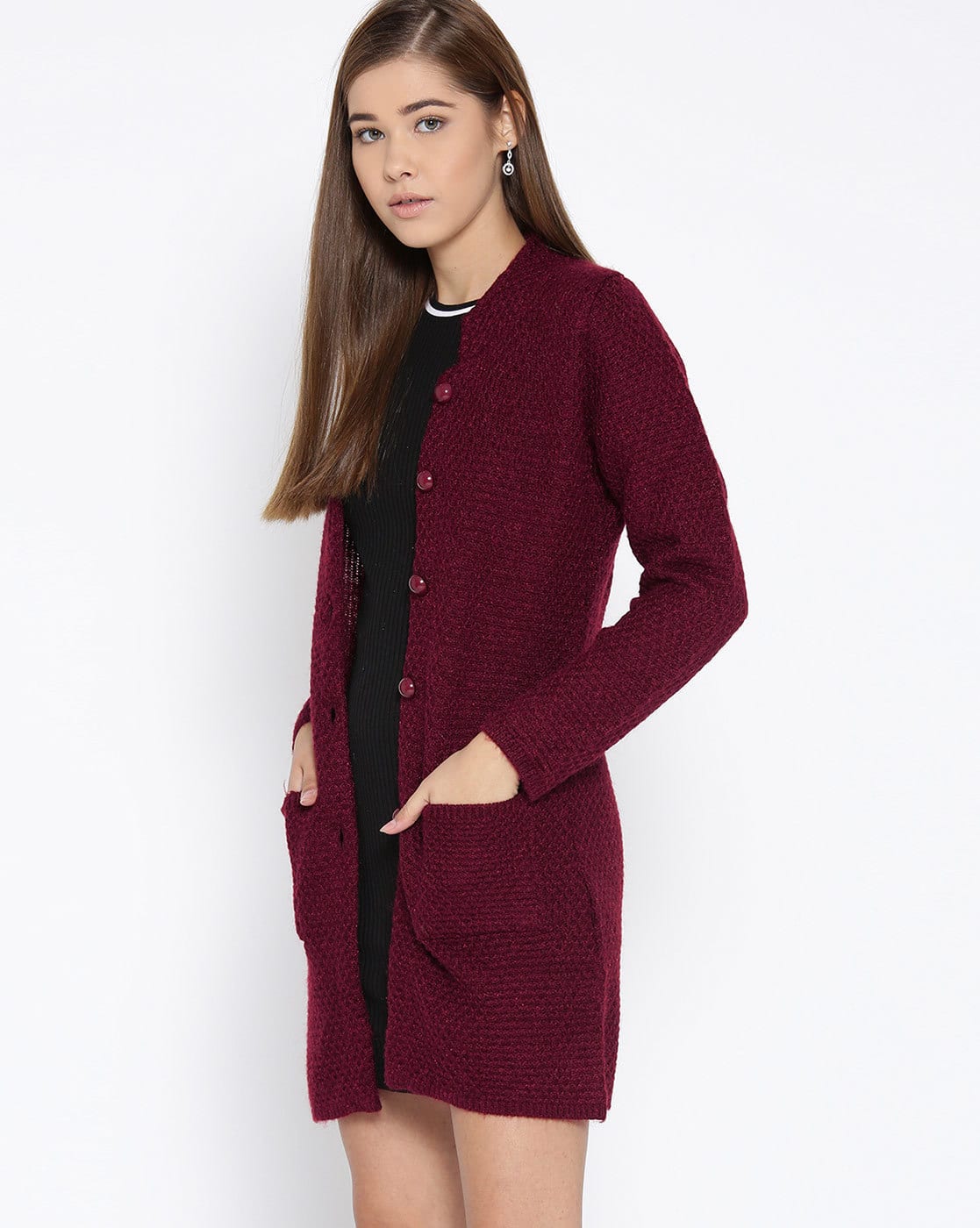 maroon cardigan womens
