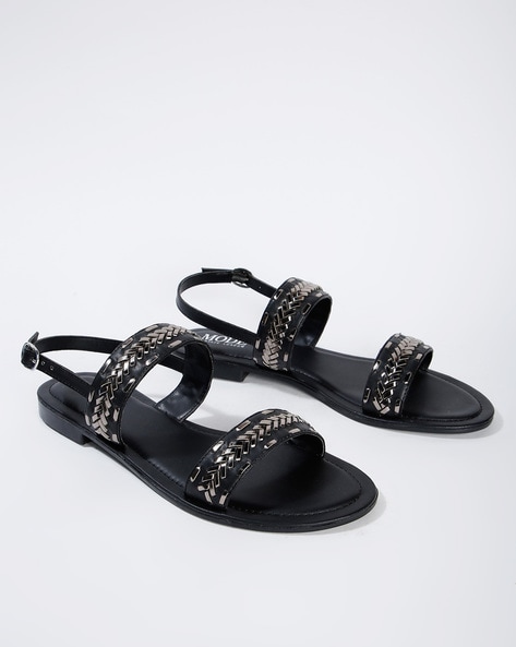 Buy Black Flat Sandals for Women by Svrnaa Online | Ajio.com