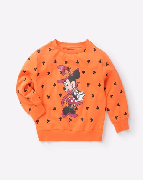 Minnie Mouse Print Sweatshirt with Ribbed Hems