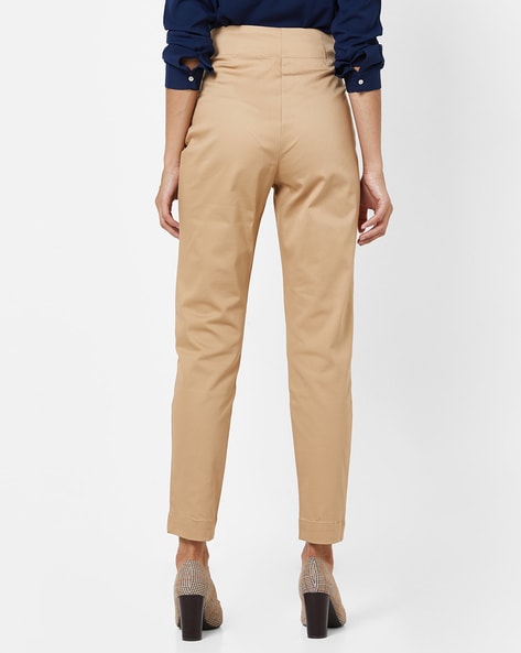 Buy Beige Trousers & Pants for Women by AJIO Online