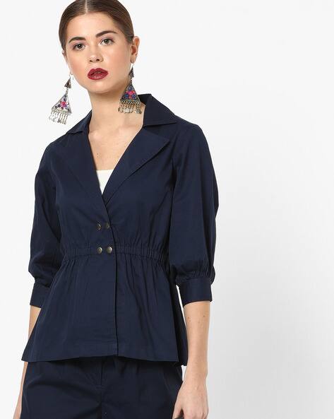 navy blue peplum jacket