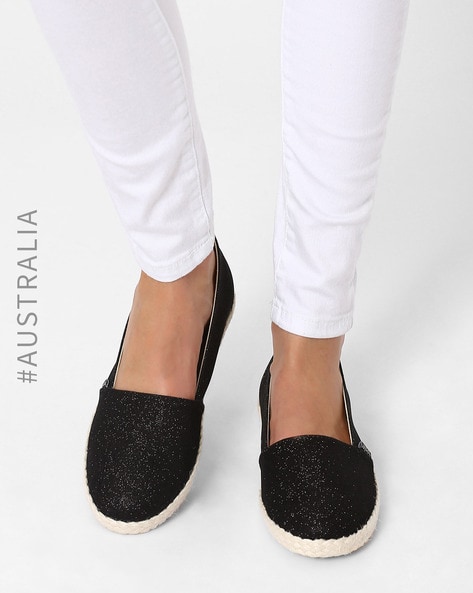 black glitter espadrilles