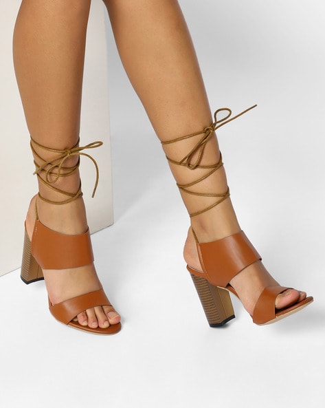 Porte & Paire Womens Lace Up T Strappy Sandals Brown India | Ubuy