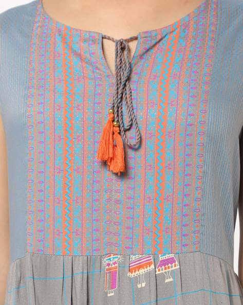 Printed Tiered A-line Midi Dress (Image - 1)