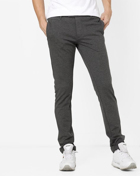 Super Slim Fit Flat-Front Trousers By FLYING MACHINE ( Gray )