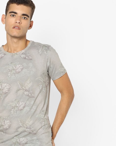 Tropical Print Slim Fit Crew-Neck T-shirt (Image - 1)