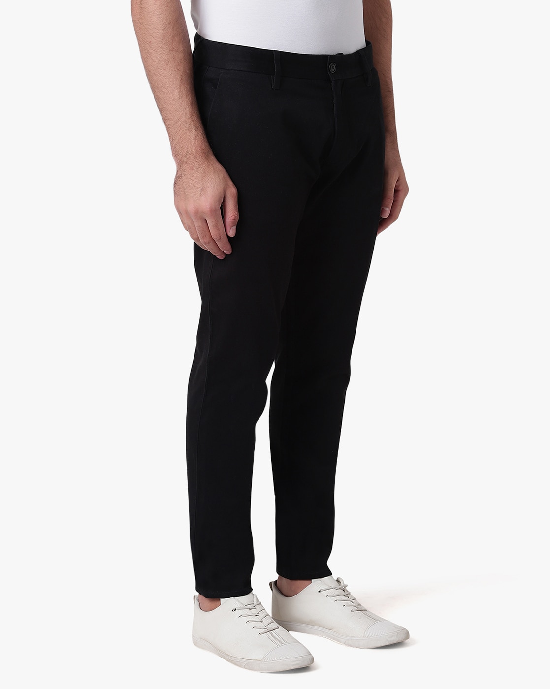 Buy EMPORIO ARMANI Relaxed Fit FlatFront Trousers  Black Color Men  AJIO  LUXE