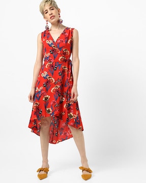 mela london wrap front midi dress