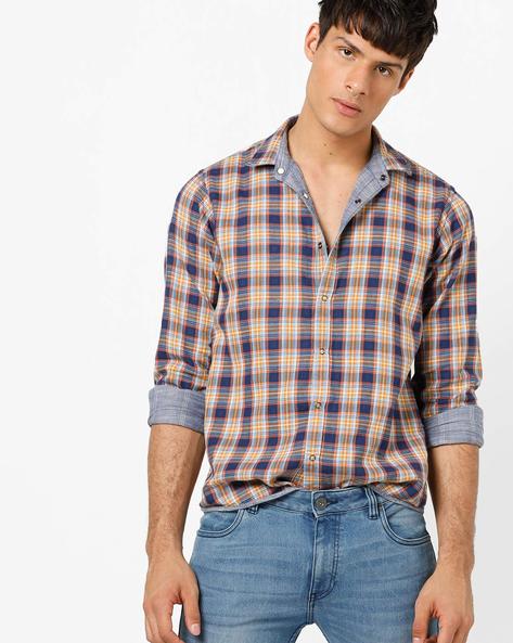 checked shirt with jeans