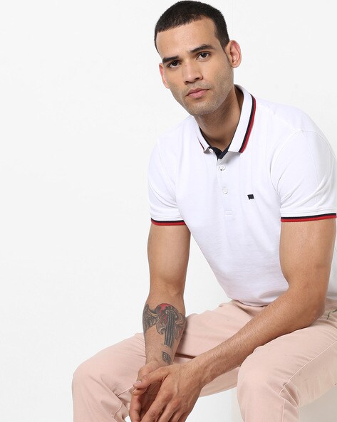 Polo T-shirt with Contrast Tipped Hems