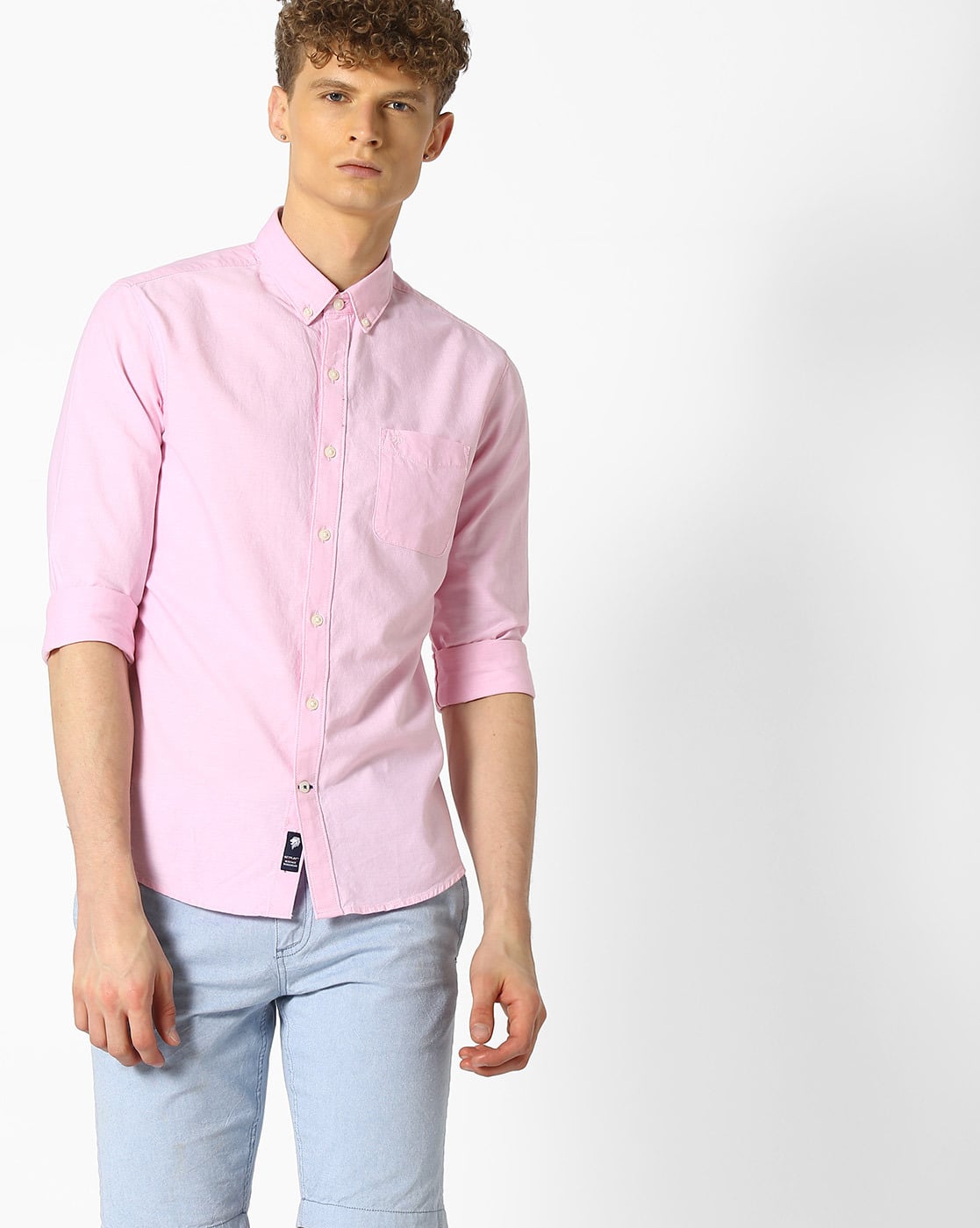Pink button down collar shirt Clearance