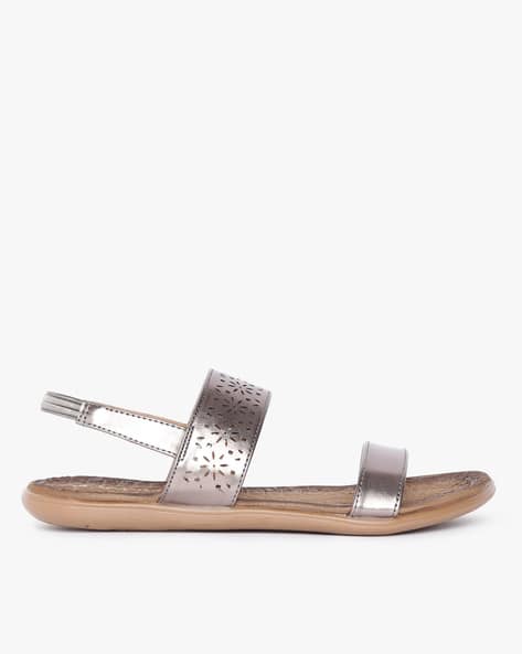 silver slip on sandals