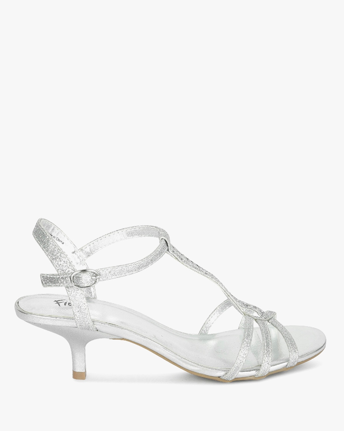 Silver dress sandals online low heel