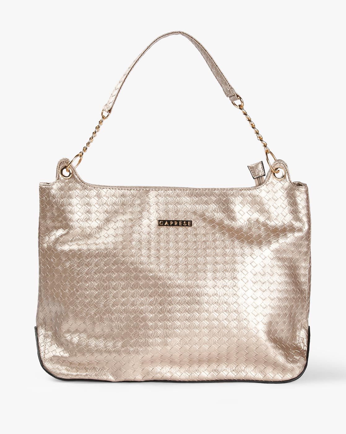 Textured Tote Bag with Chain Strap