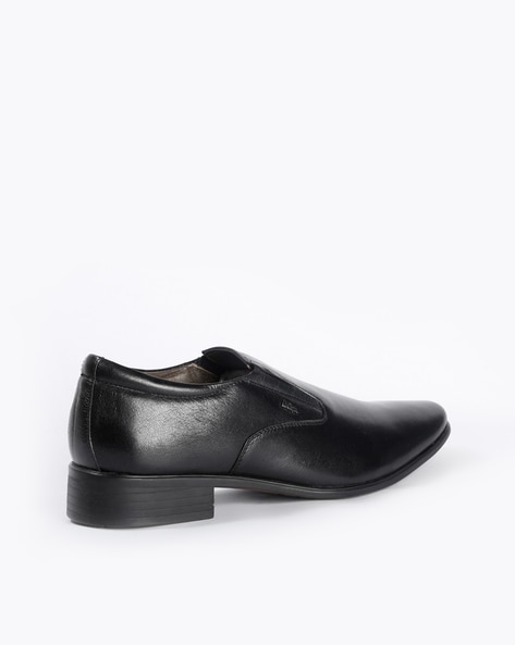 black pointed slip on shoes