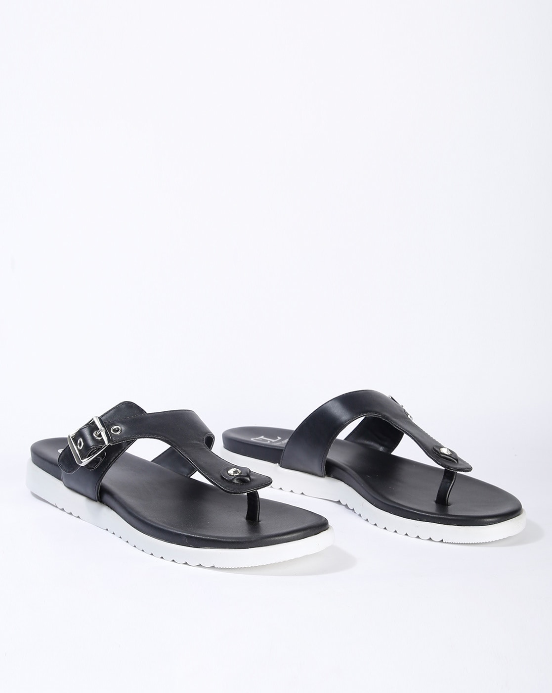 black thong flat sandals