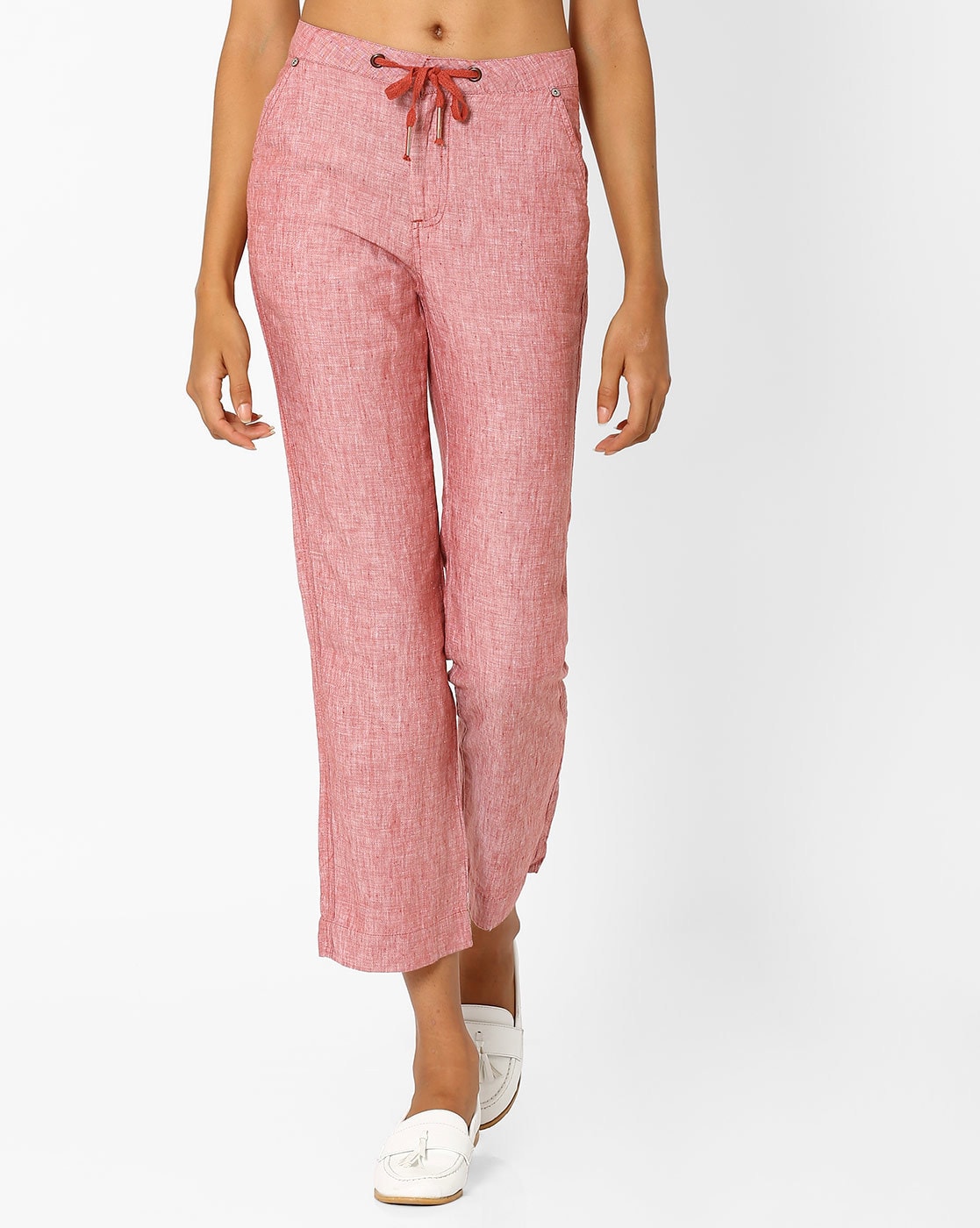 Buy Pink Solid Trousers Online  W for Woman