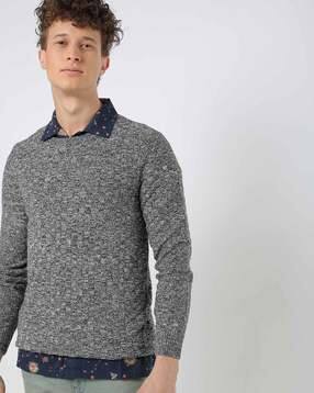 GAS Jumper Men/'s Crew Neck Knit Dirk Wool Black Size Medium