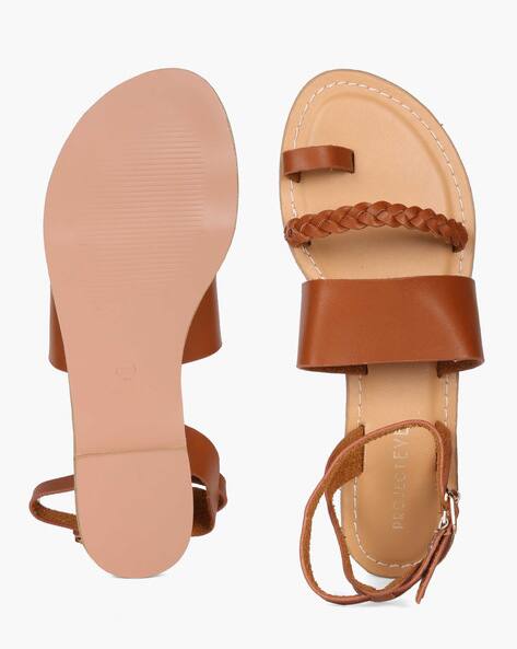 brown flats with ankle strap