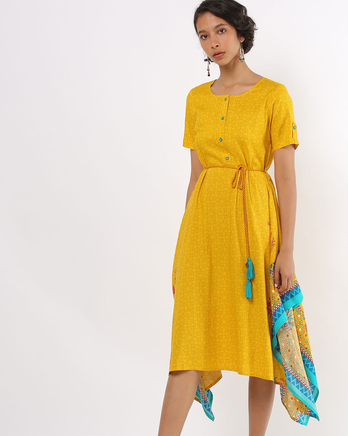 a line yellow dress