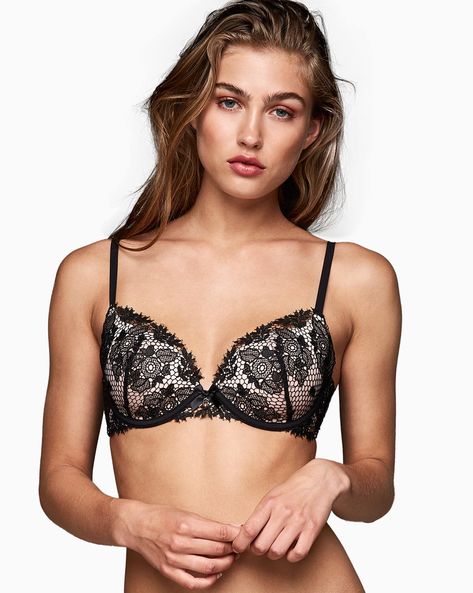 Padded Plunge Bra with Lace