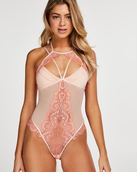 Peach lace sales bodysuit