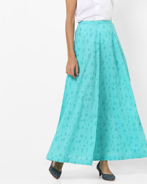 Printed Flared Maxi Skirt