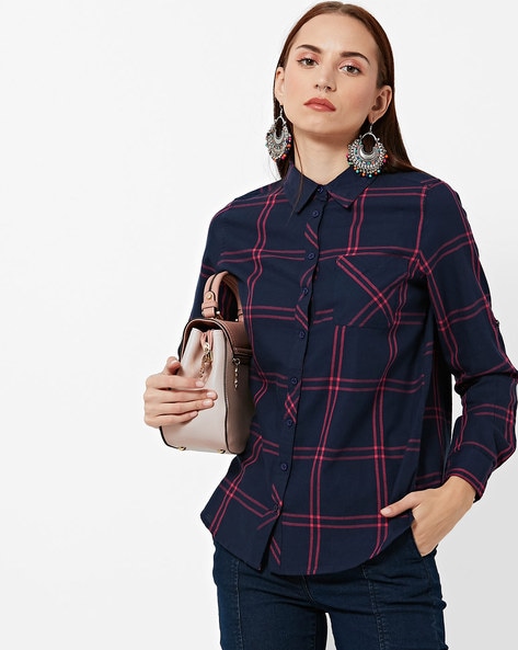 Buy Navy Blue Shirts for Women by DNMX Online