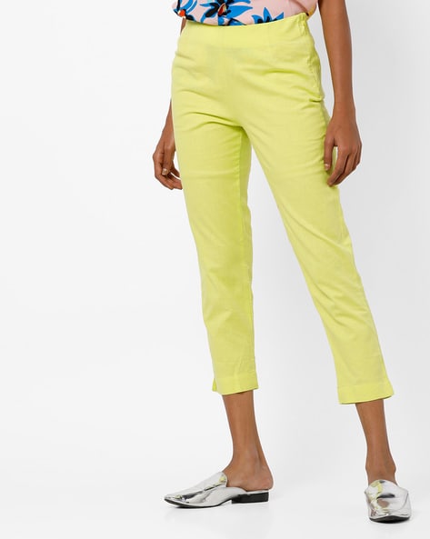 Mid-Rise Flat-Front Cropped Trousers Price in India