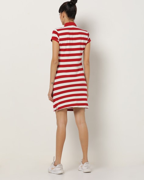 Stripe Rib Polo T Shirt Dress