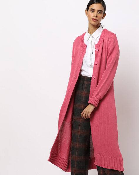 longline cardigan with buttons