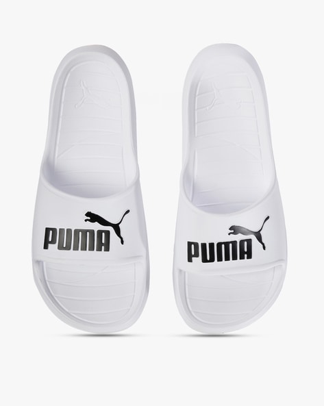 puma white sliders