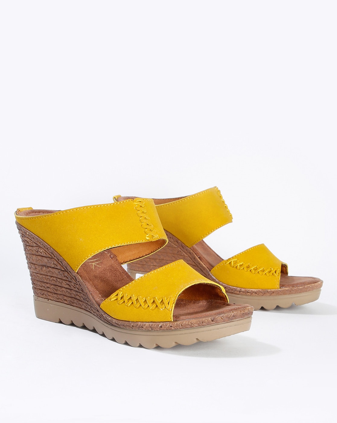 yellow wedge heel shoes