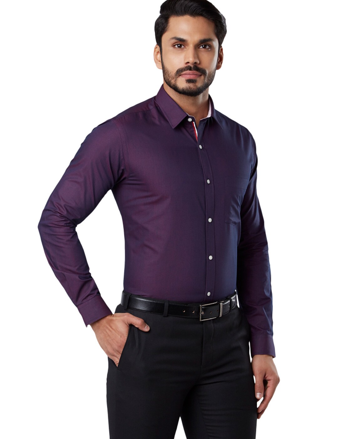 Comfy Ravishing Men Shirts Purple Chine Collar/mandarin, 54% OFF