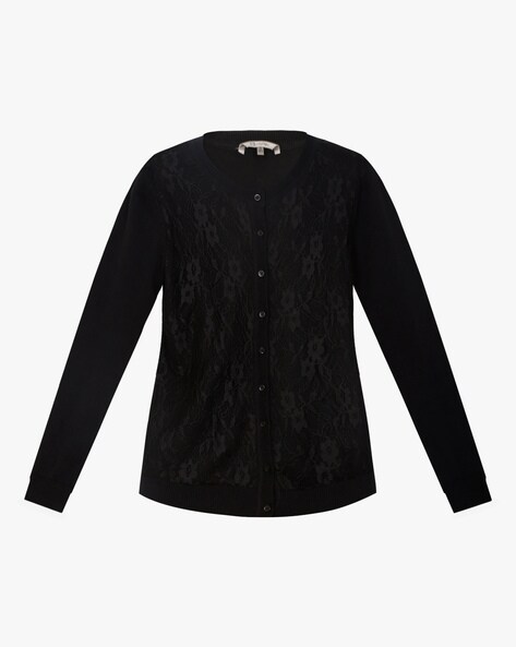 Black lace shop sweaters cardigans