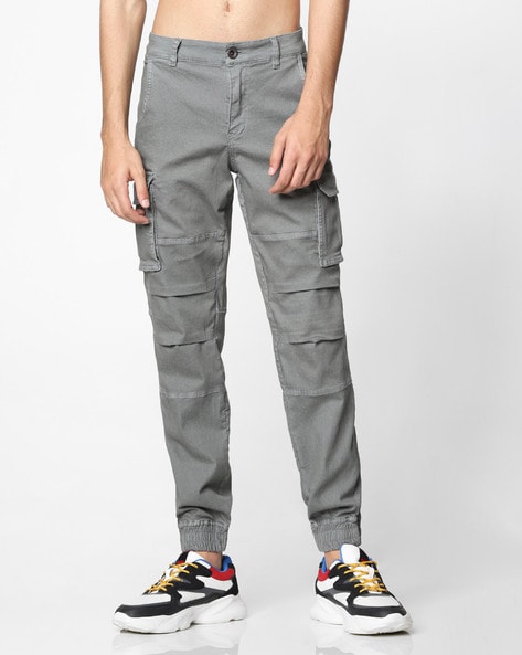 Women Grey Twill Multi Pocket Cargo Pants