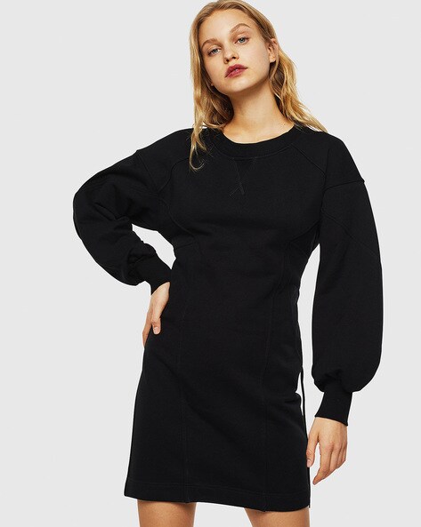 black sweatshirt dress womens