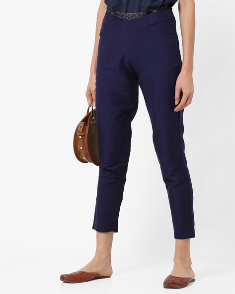 Dunnes Stores | Navy Pull On Stretch Crop Trousers