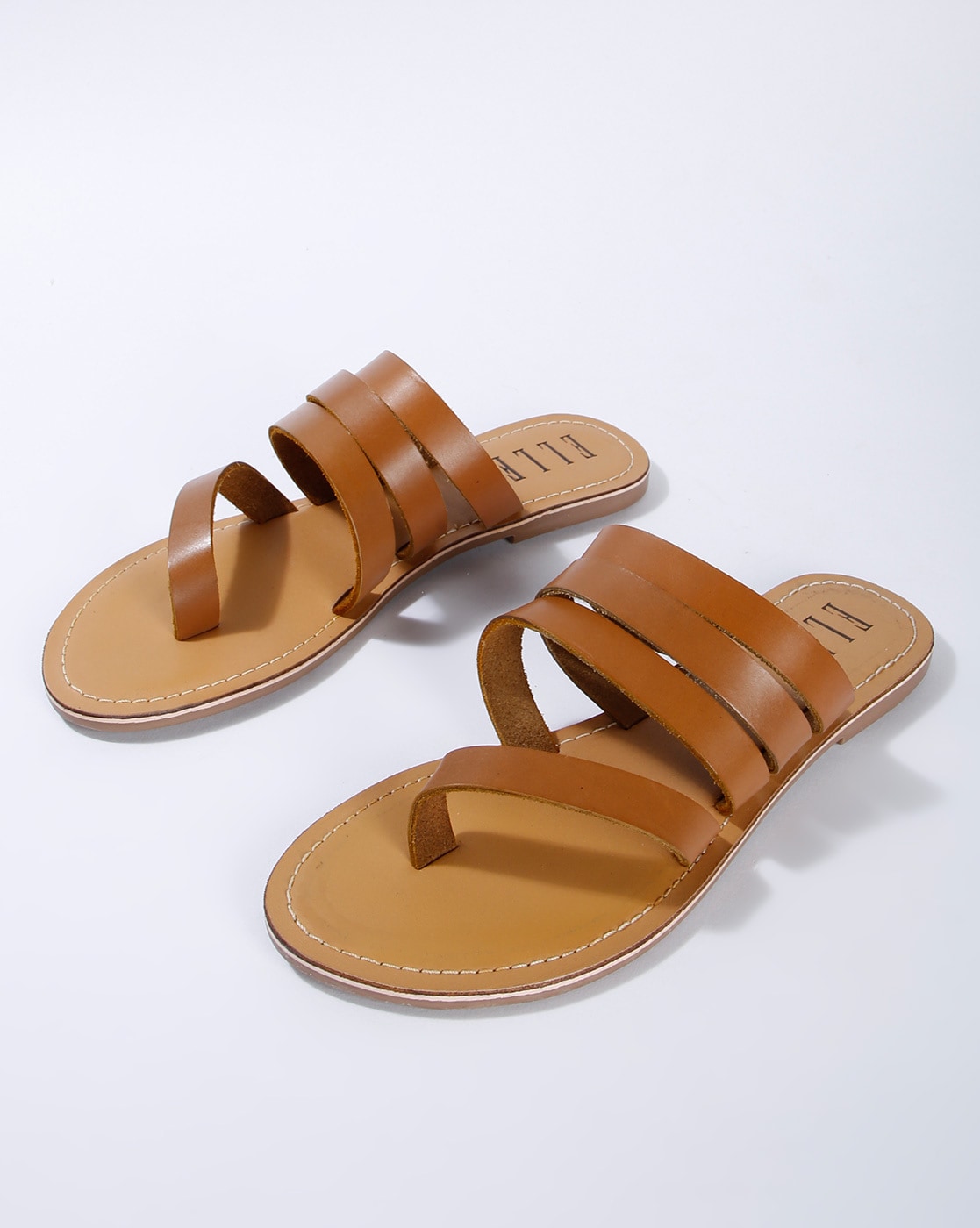 Buy Tan Flat Sandals for Women by ELLE 