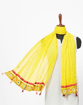 rangriti Dupatta with Tasselled Edges-picture-30