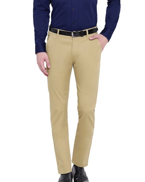 Buy HANCOCK Mens Slim Fit Solid Chinos | Shoppers Stop
