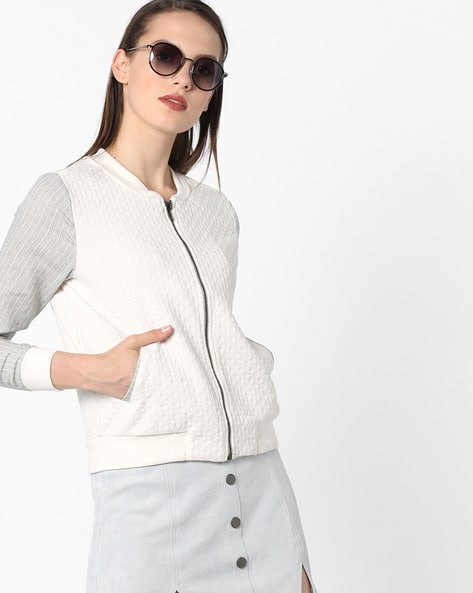 Bomber Jacket with Contrast Sleeves