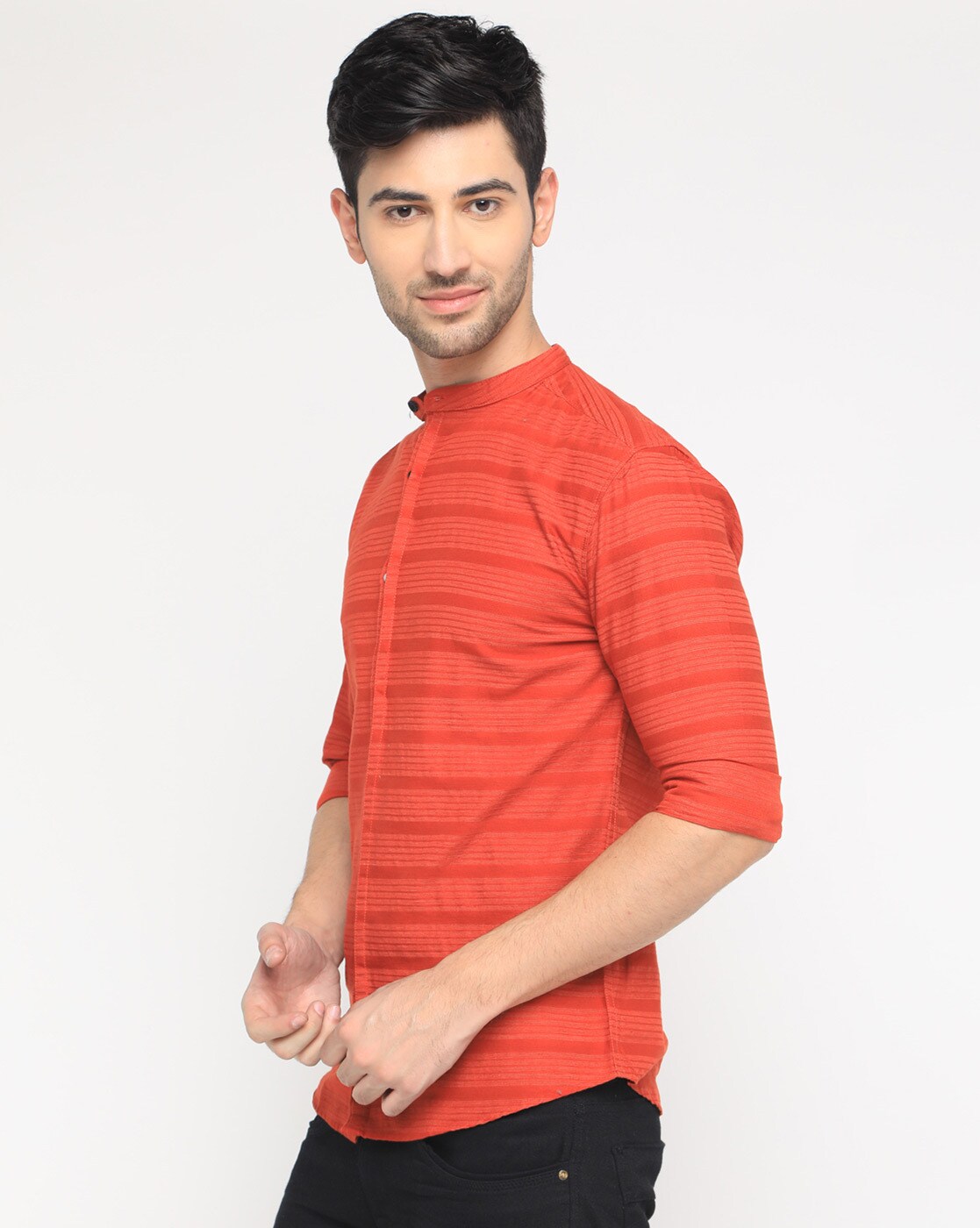 Buy Orange WITH Striped Shirt | AJIO