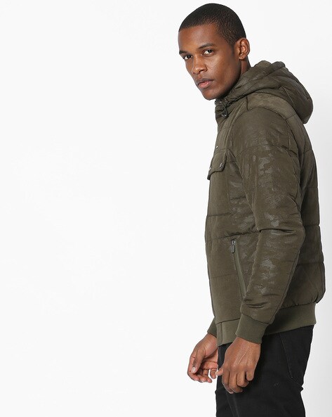 Padded Bomber Jacket with Hood