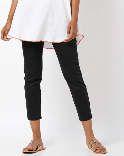 black ankle length trousers womens