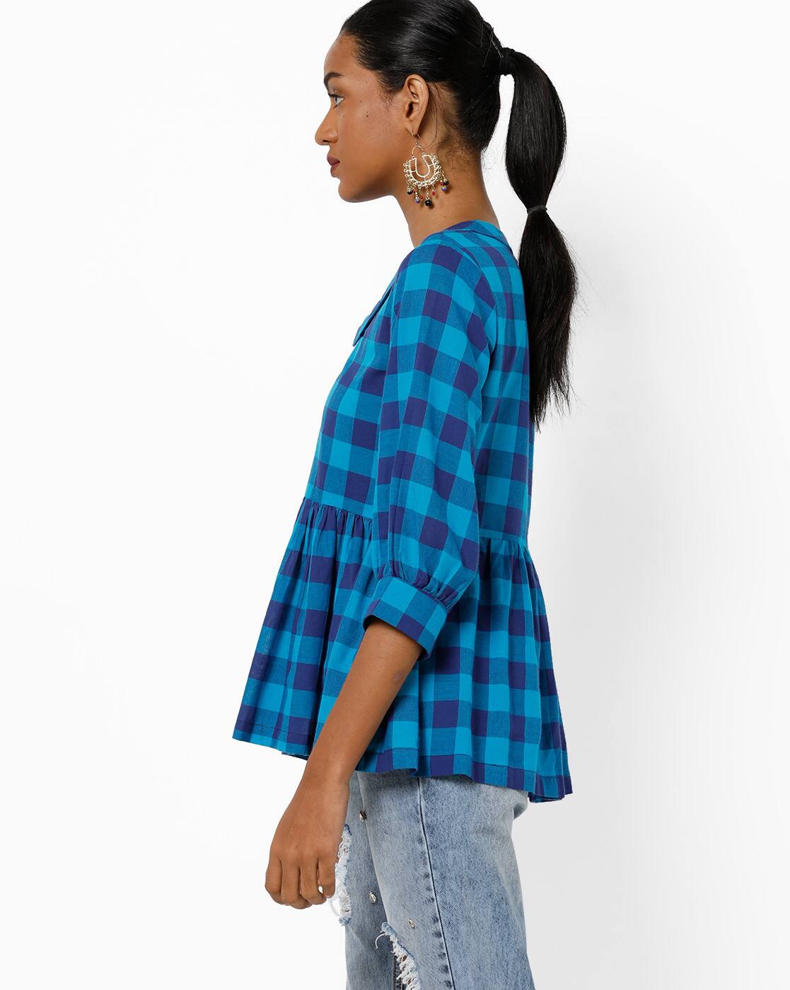 buffalo check peplum top