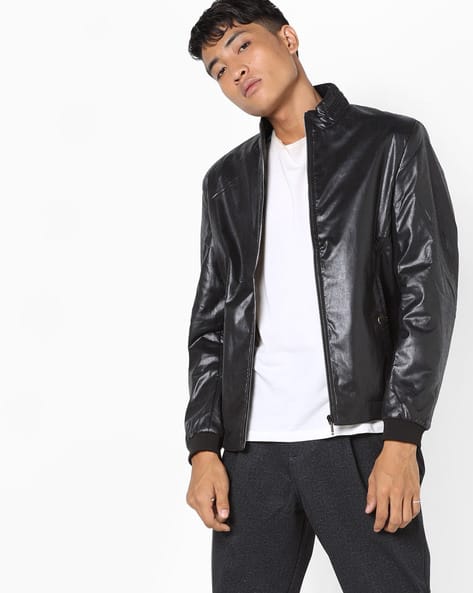 ajio leather jackets mens