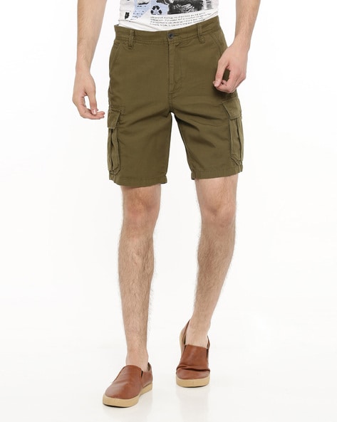 mens olive green cargo shorts