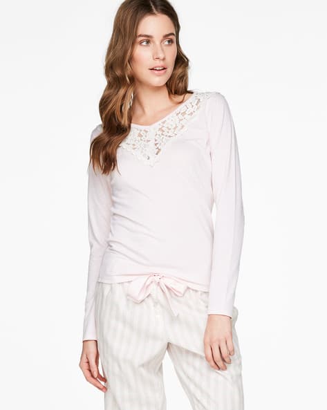 Heathered Top With Embroidered Lace Panel By Hunkemoller ( Blsh )