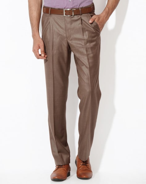 Buy Van Heusen Men Textured Custom Pleated Trousers - Trousers for Men  25544998 | Myntra